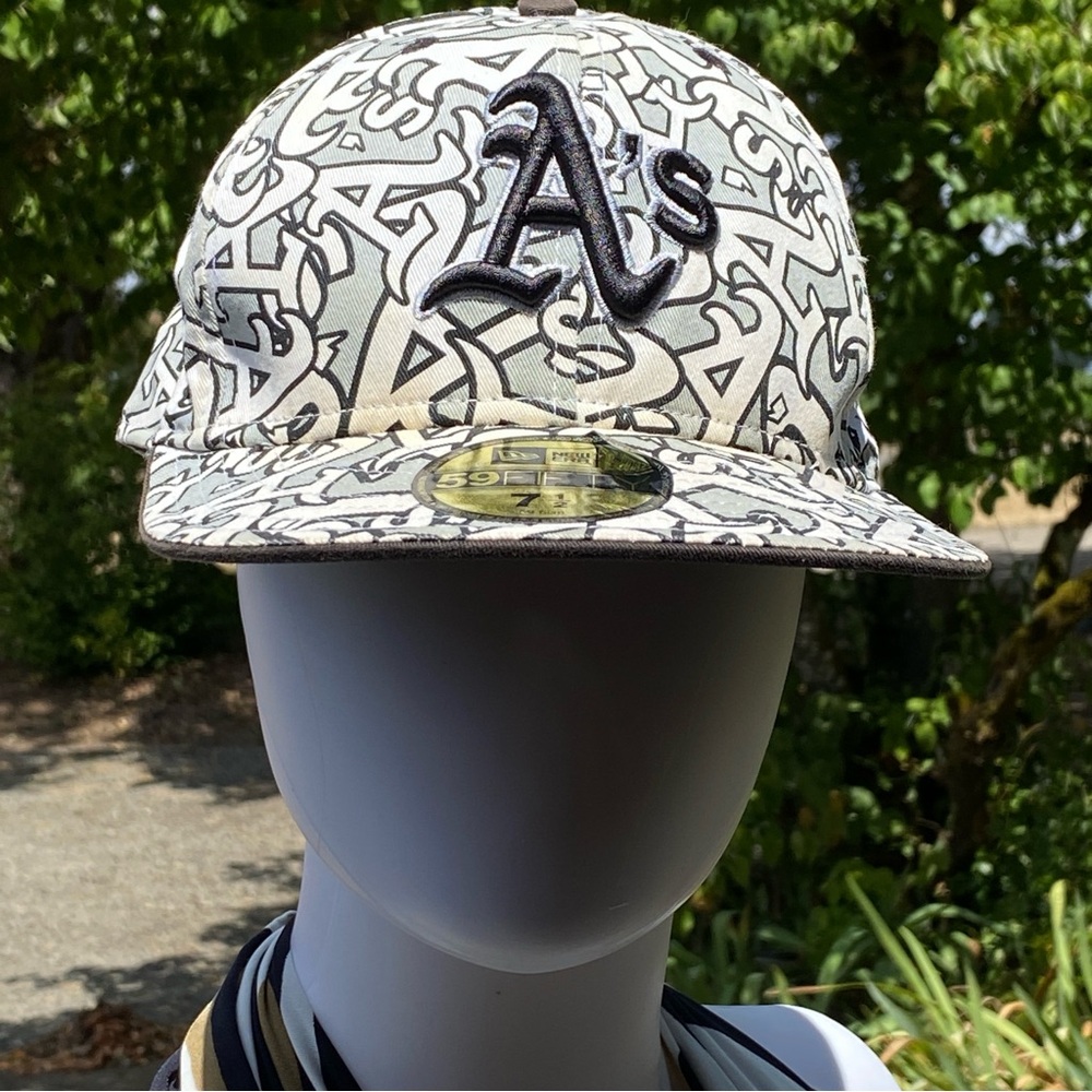 New Era 59Fifty Oakland A’s all-over-print Fitted Raised Logo Cotton Cap - 7-1/2